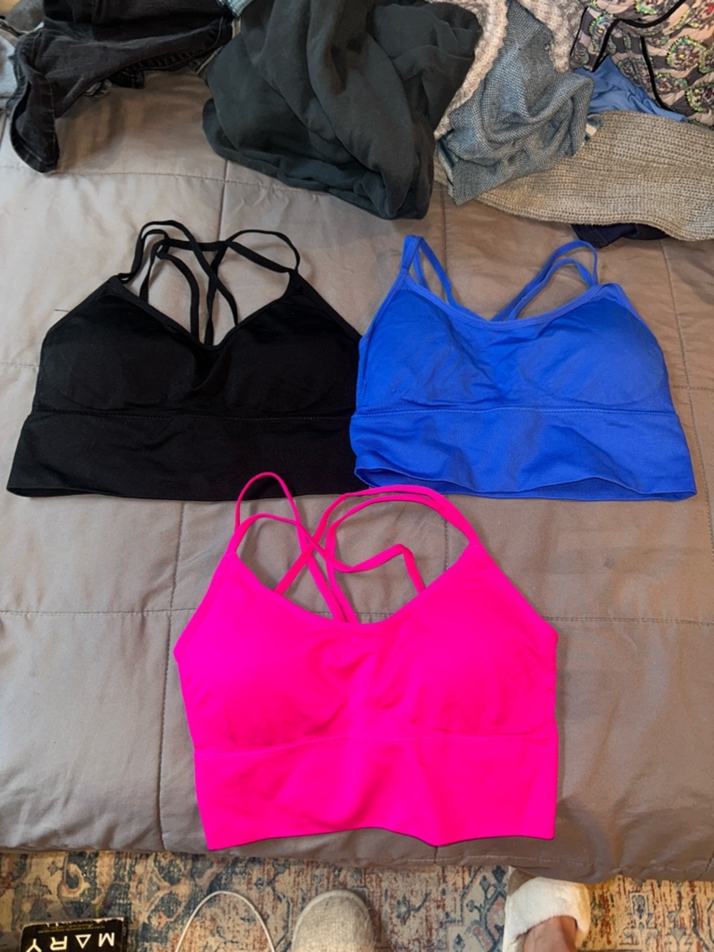 Women’s Strappy Bralette - Black, Blue & Hot Pink